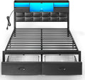 Rolanstar Queen Bed Frame with Drawers and Charging Station - Storage
