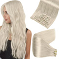Full Shine White Blonde Clip in Hair Extensions 20 in - Natural Volume