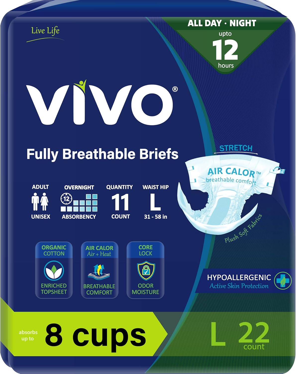 VIVO Organic Cotton Overnight Diaper Briefs for Sensitive Skin