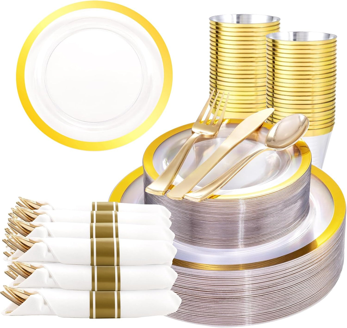 Liacere Gold Rim Dinnerware Set - 350PCS for 50 Guests