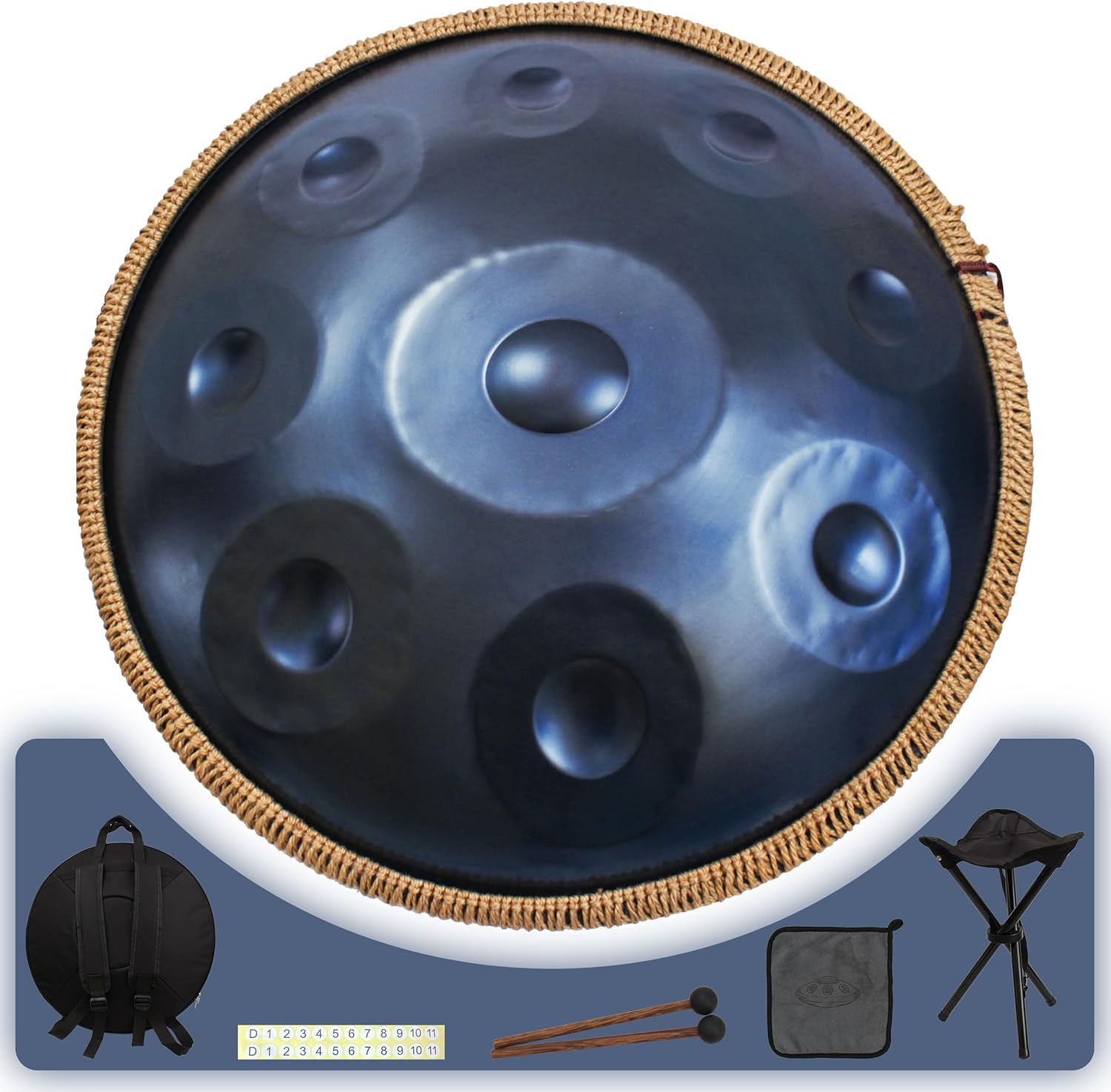 Handpan 22 inch D Minor Kurd Drum for Professional Performance