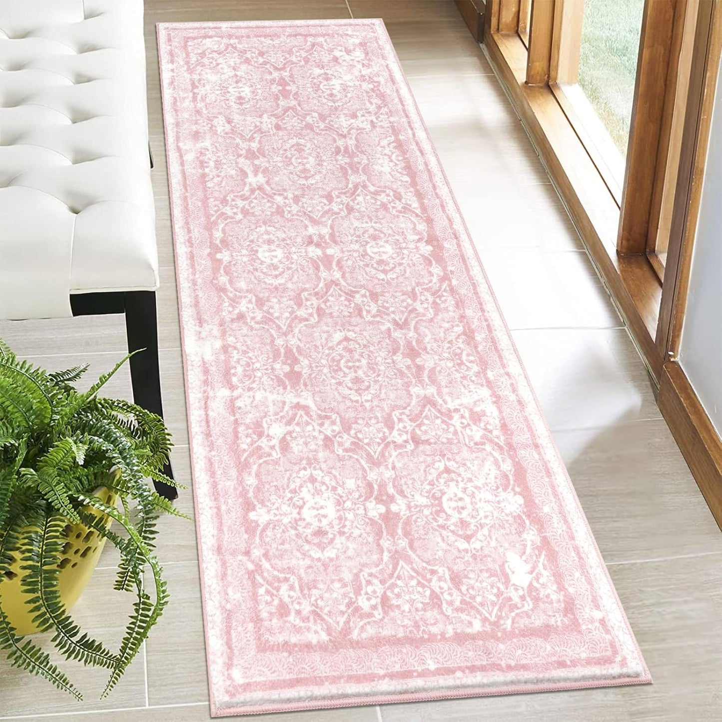 Vaukki Vintage Shaggy Soft Laundry Runner Rug for Entryway