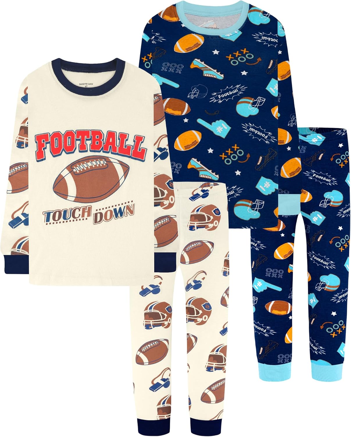 Boys Long Sleeve Pajamas Set for Ages 18 Months to 12 Years