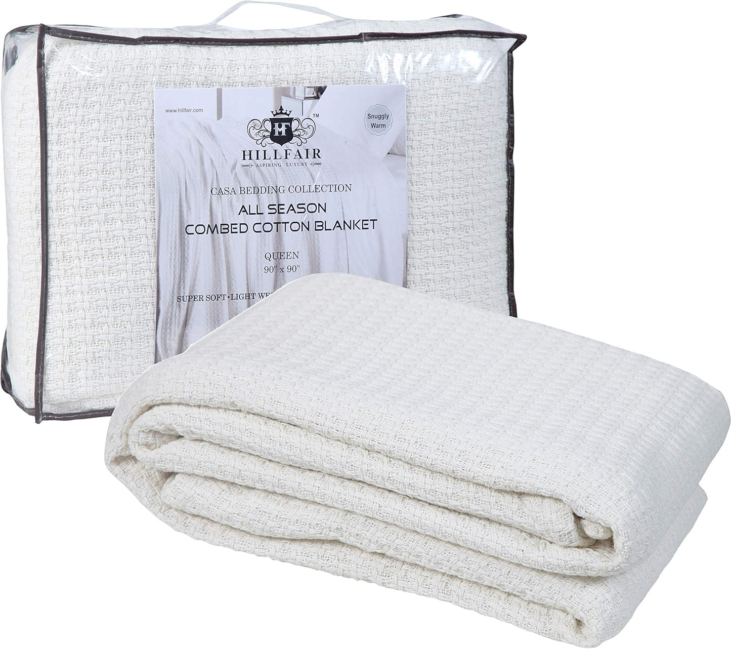 HILLFAIR 100% Combed Cotton King Blanket for Cozy Luxury Home