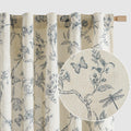 Lazzzy Blue Floral Linen Farmhouse Curtains 96 in - Light Filtering