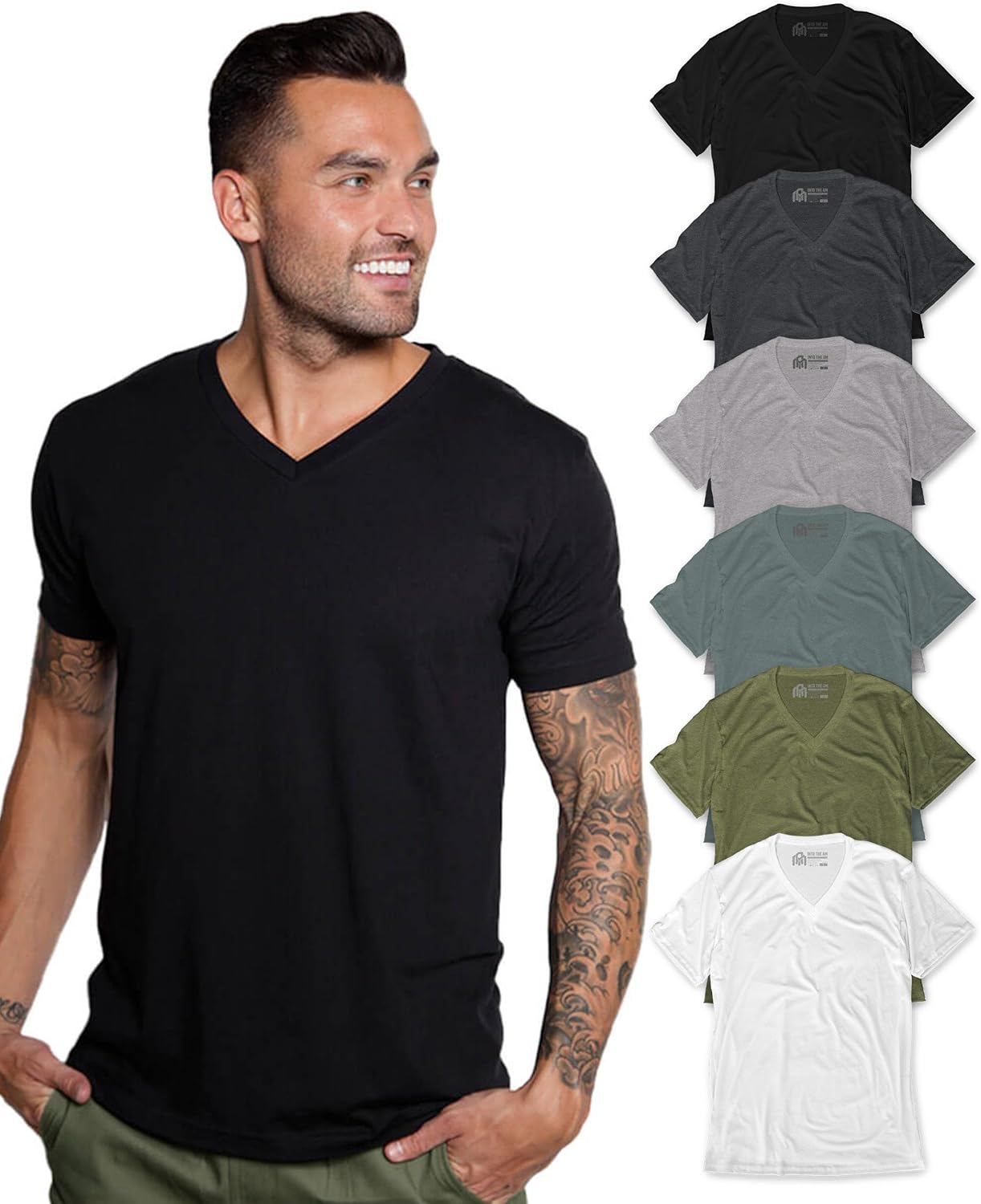 INTO THE AM Premium V Neck T Shirts for Men - Great Fit