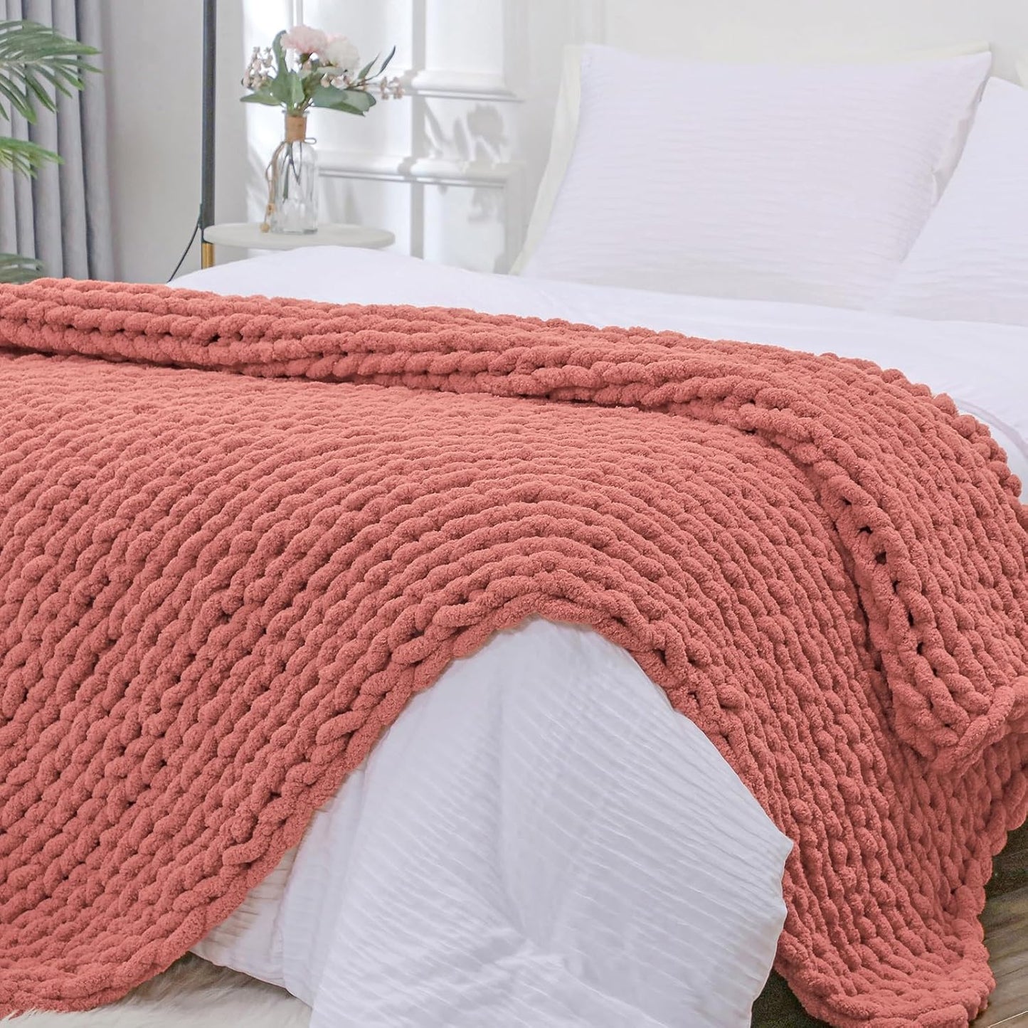 Bigacogo Chunky Knit Throw Blanket for Cozy Living Room Decor