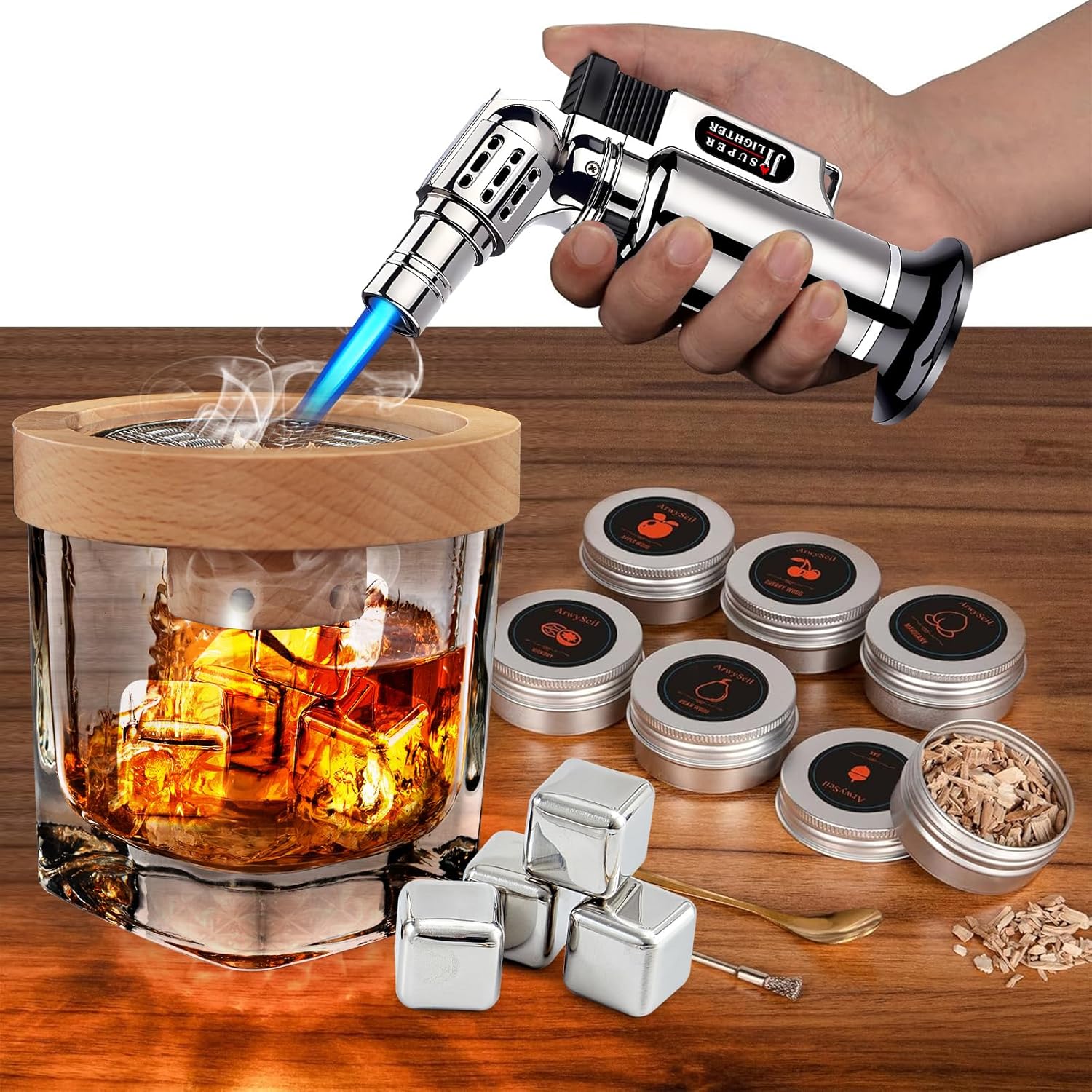 Smoker Kit: Infuse Cocktails with 4 Wood Chips