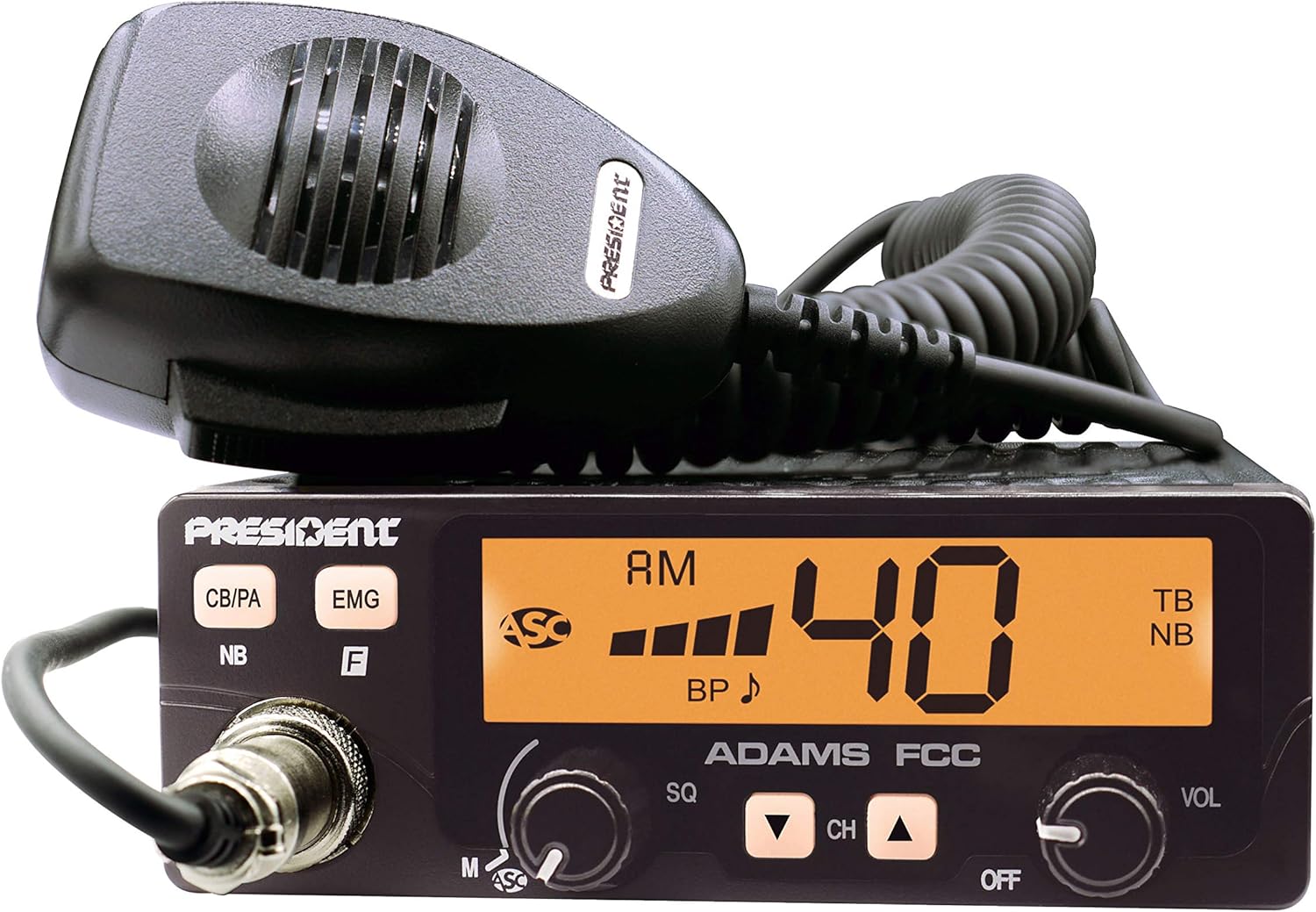 President Adams FCC CB Radio with Large LCD Display