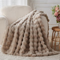 Faux Fur Throw Blanket 60x80 in - Ultra Soft 800 GSM Bubble Plush
