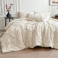 Maple&Stone Cream Queen Comforter Set - Pintuck 7-Piece Comforter