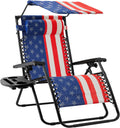 Zero Gravity Outdoor Recliner Patio Lounge Chair - Adjustable Canopy