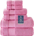 COZYART Pink Bath Towel Set 6 Piece - Soft 100% Turkish Cotton 650GSM