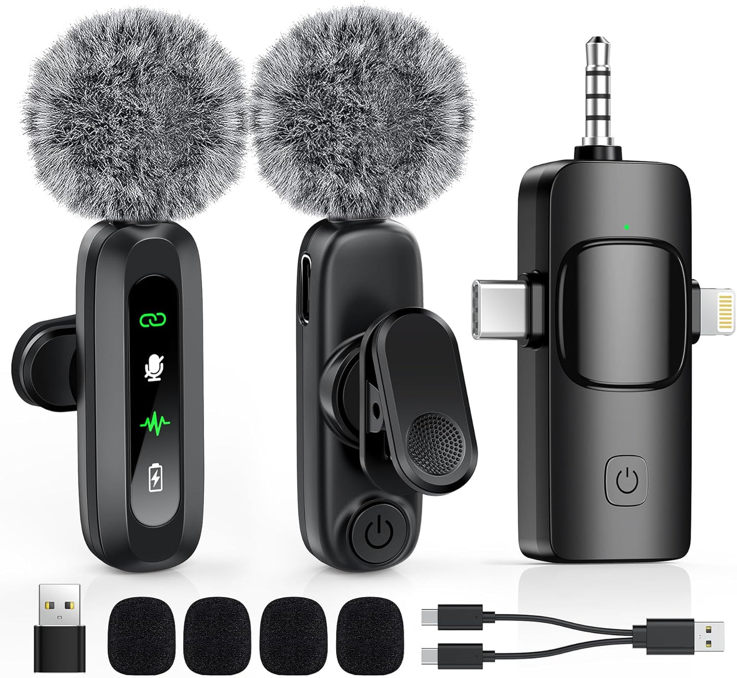 4-in-1 Wireless Lavalier Mic - Clear Sound