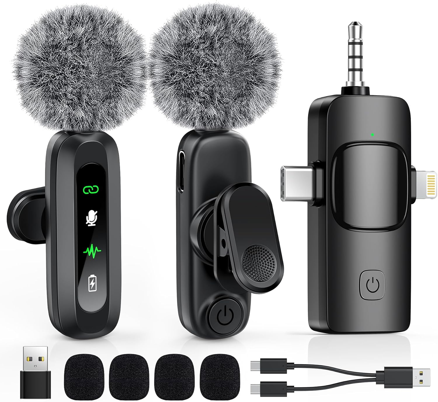 4-in-1 Wireless Lavalier Mic - Clear Sound