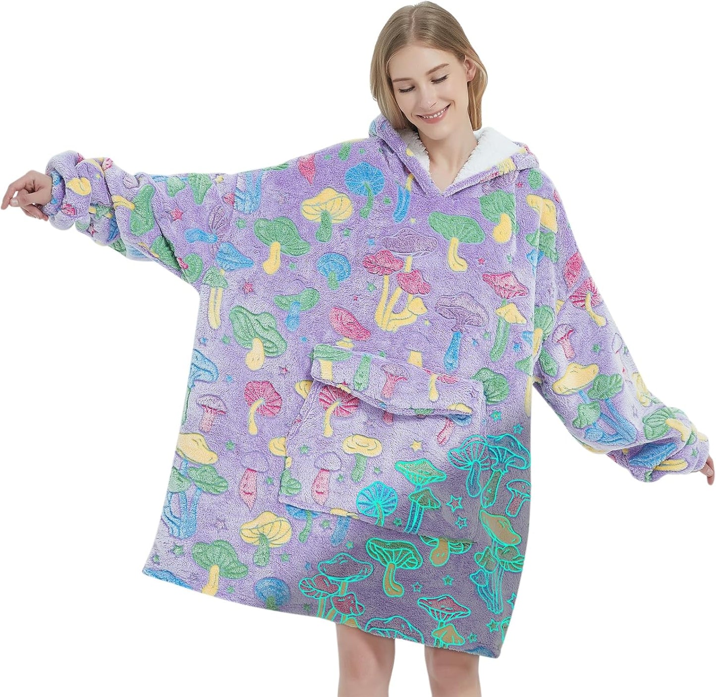 Fiosnow Glow in the Dark Oversize Hoodie Blanket: Soft & Warm