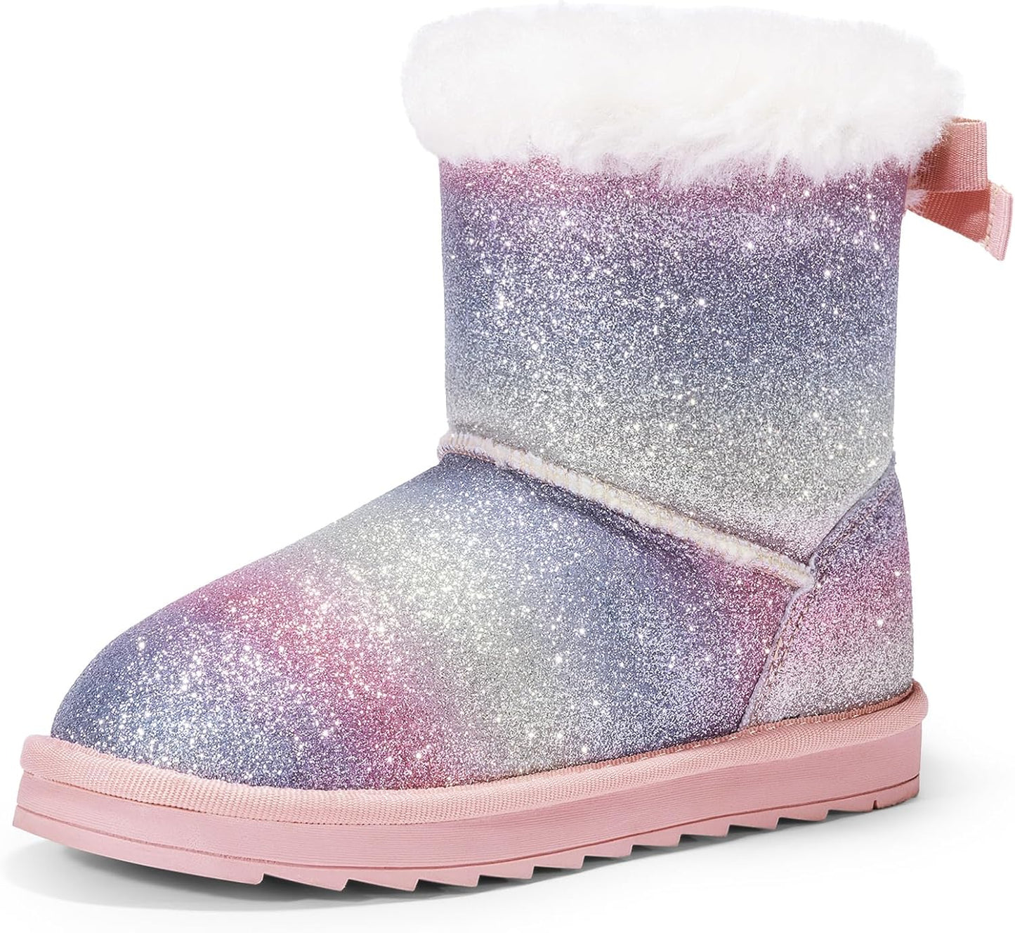 DREAM PAIRS Girls Boots for Winter with Faux Fur and Bows
