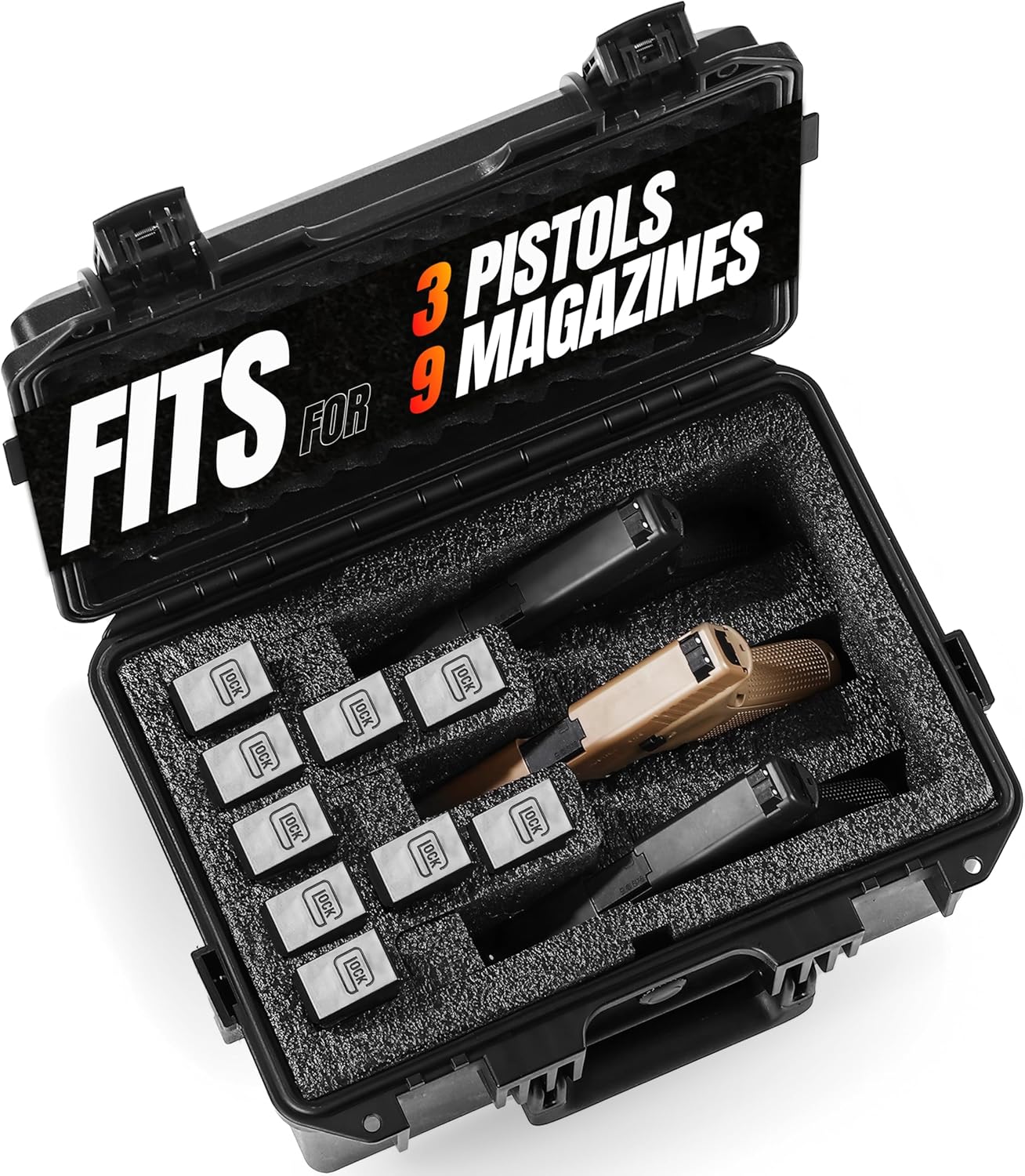 Heavy-Duty Waterproof Gun Case for Multiple Pistols & Magazines
