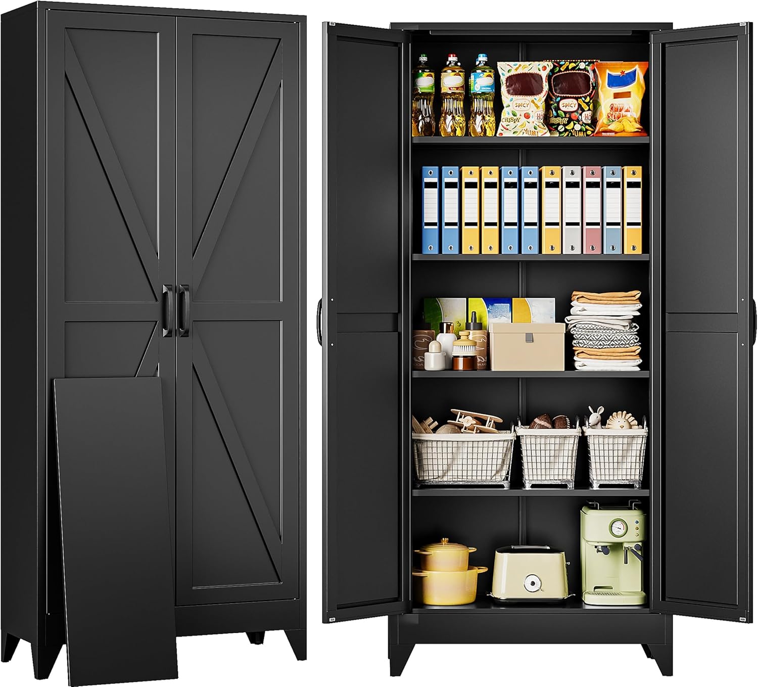 75 Tall Pantry Cabinet for Kitchen Storage with 4 Shelves
