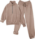 Womens Sweatsuits Fleece Lined Jogging Sweatpants and Half Zip 2