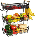 3 Tier Fruit Basket with 2 Banana Hangers - Countertop Organizer