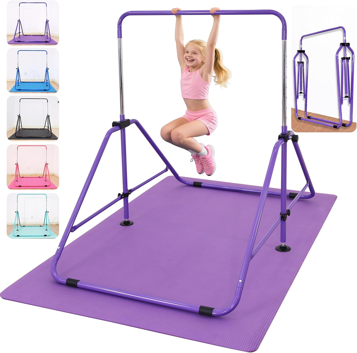 Kip Bar Folding Gymnastic Bar for Kids with 5 FT Base Length