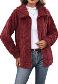 Women's Fleece Jacket Full Zip Lapel Collar Sherpa Coat - Cozy Fall