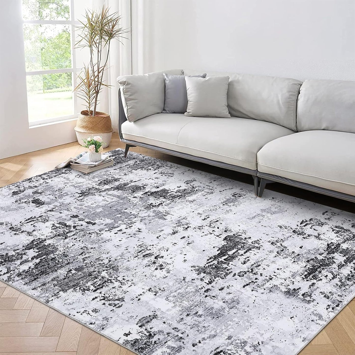 Area Rug 4x6 Washable Soft Modern Abstract Carpet for Home