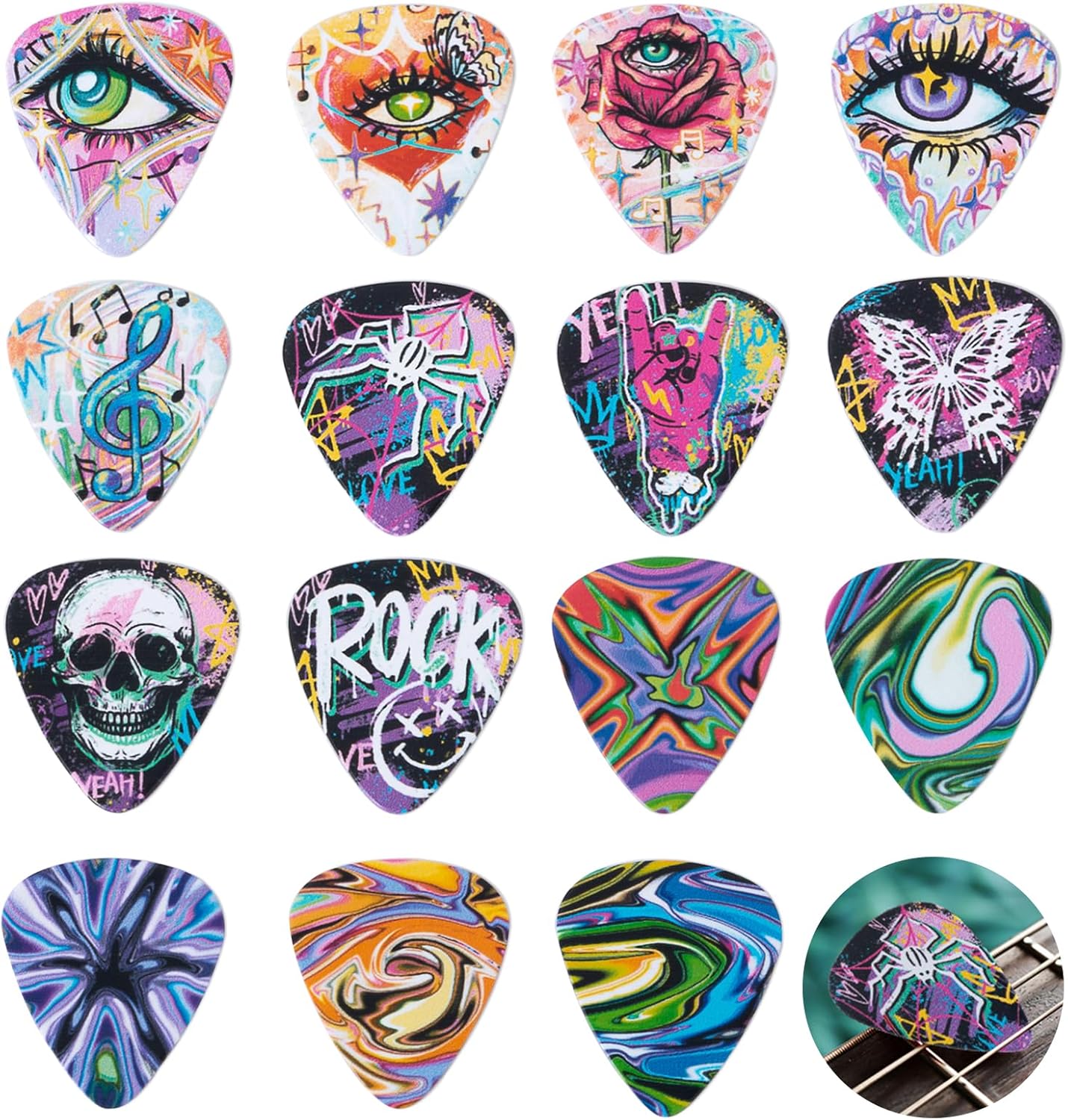 Cobahom 45pcs Guitar Picks Set | Premium Celluloid Picks with Velvet Bag | Thin, Medium, Heavy | For Acoustic, Electric Guitar, Bass