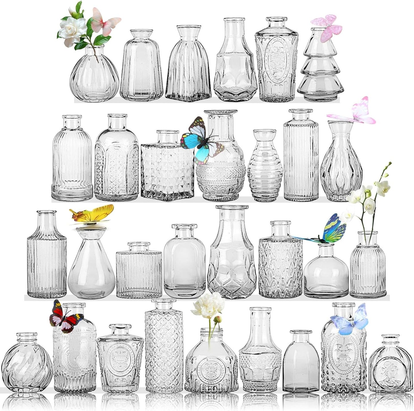 Glass Bud Vases Set of 30 Pcs for Wedding Centerpieces and Decor