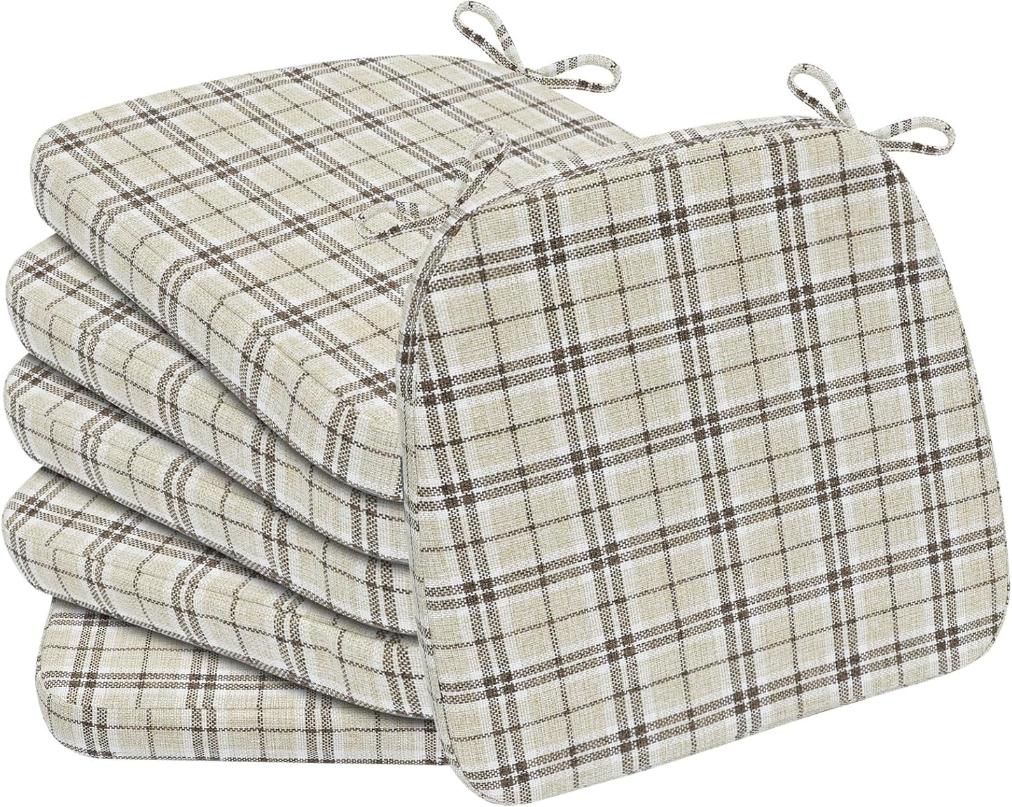 D-Shaped Chair Cushions for Dining, 2 Thick, Set of 6 Yellow