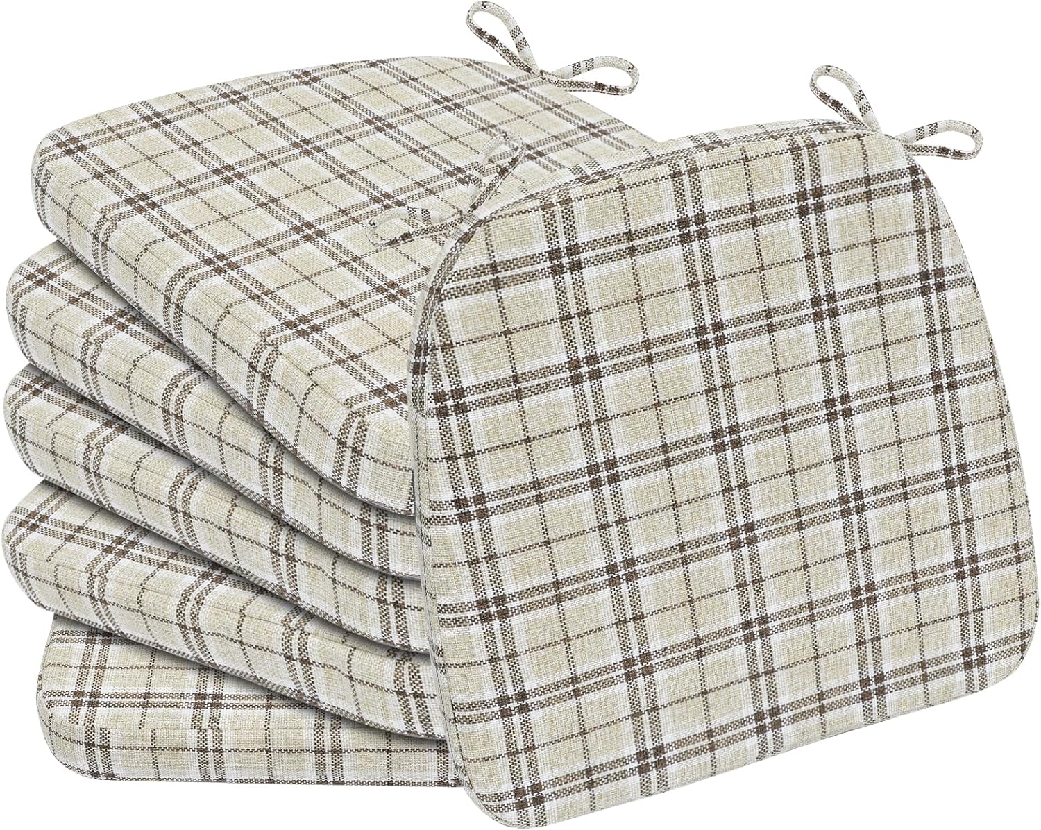 D-Shaped Chair Cushions for Dining, 2 Thick, Set of 6 Yellow