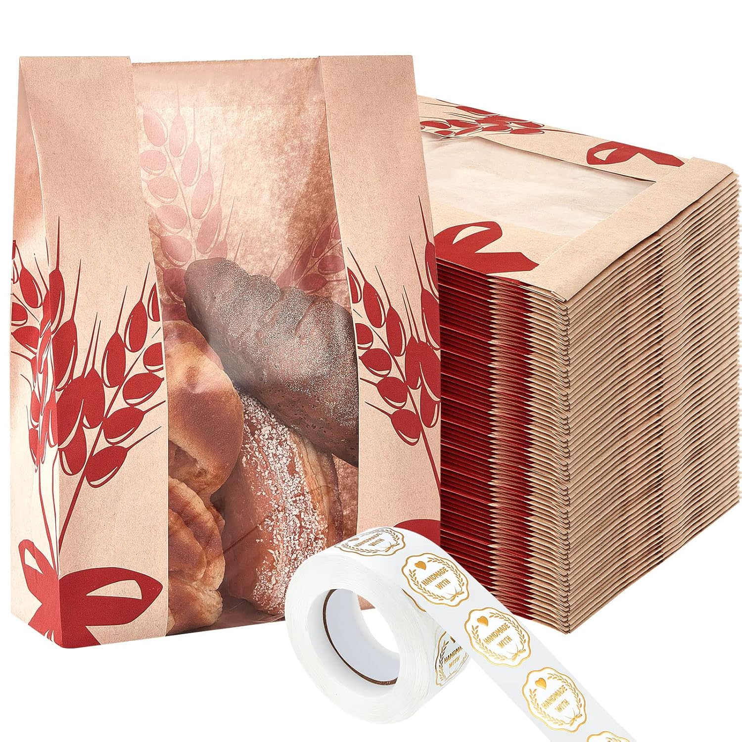 Kraft Paper Bread Bags for Homemade Bread with Clear Window