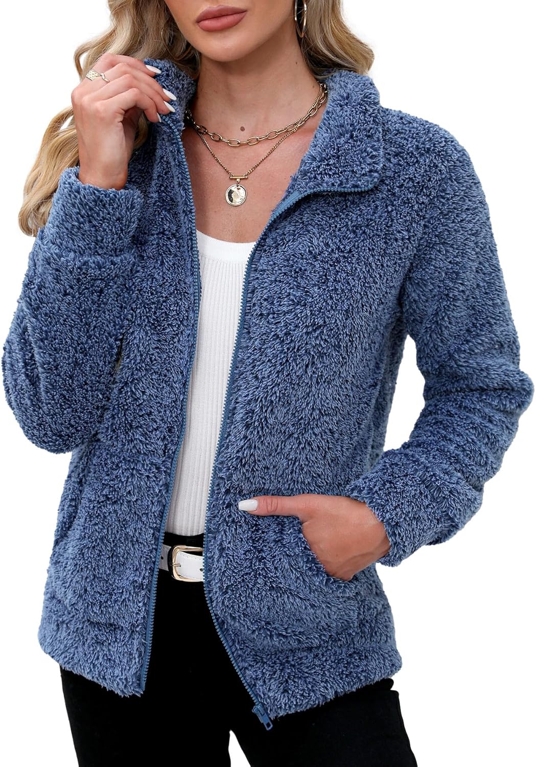 Fleece Zip Up Jacket for Women - Soft Warm Full Zip Design