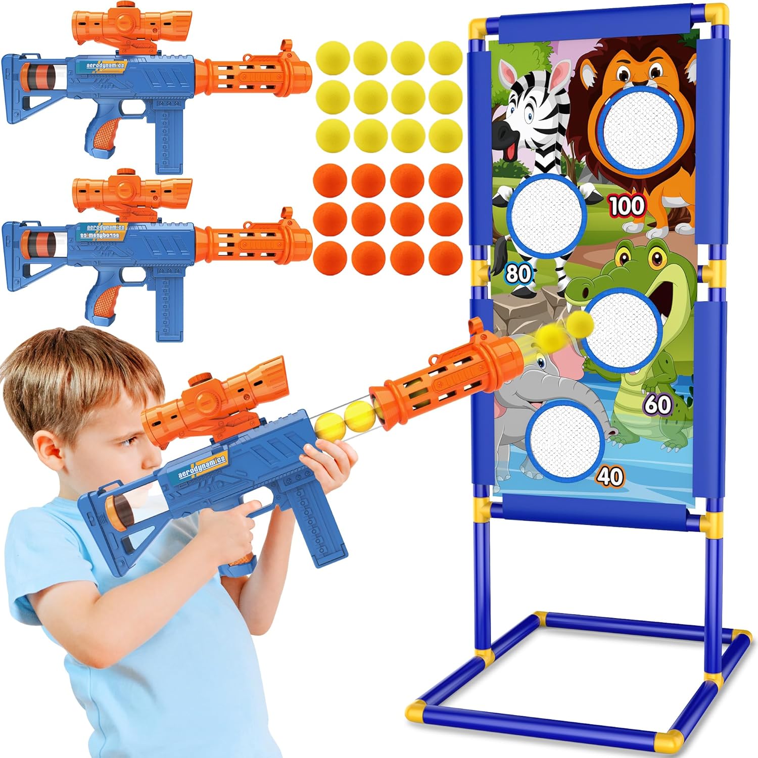 2-Player Foam Blaster Set with Target - Fun Shooting Game for Kids
