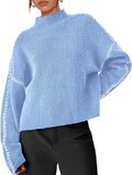 Chunky Knit Sweater Women Oversized Mock Neck Pullover - Cozy Fall