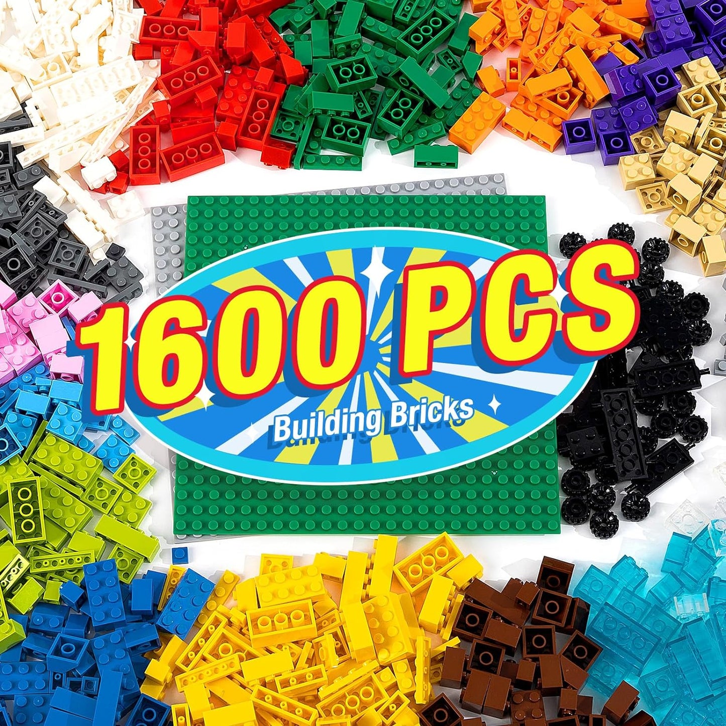 1600 Pieces Building Bricks Set for Creative Kids Playtime Fun