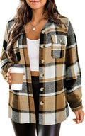 Womens Flannel Plaid Shacket Jacket - Cozy Cropped Layer