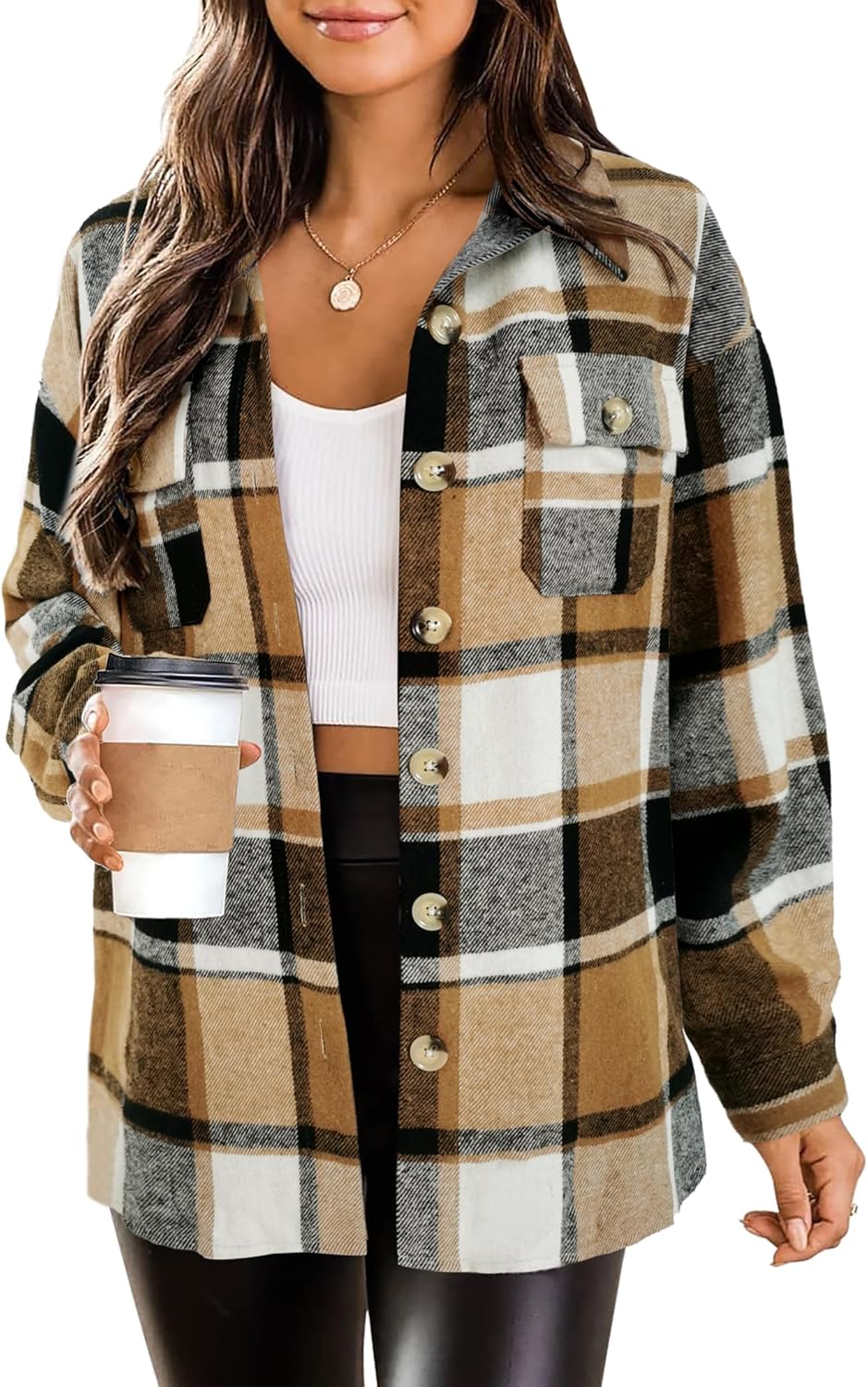 HOTOUCH Womens Flannel Plaid Shacket Jacket for All Seasons