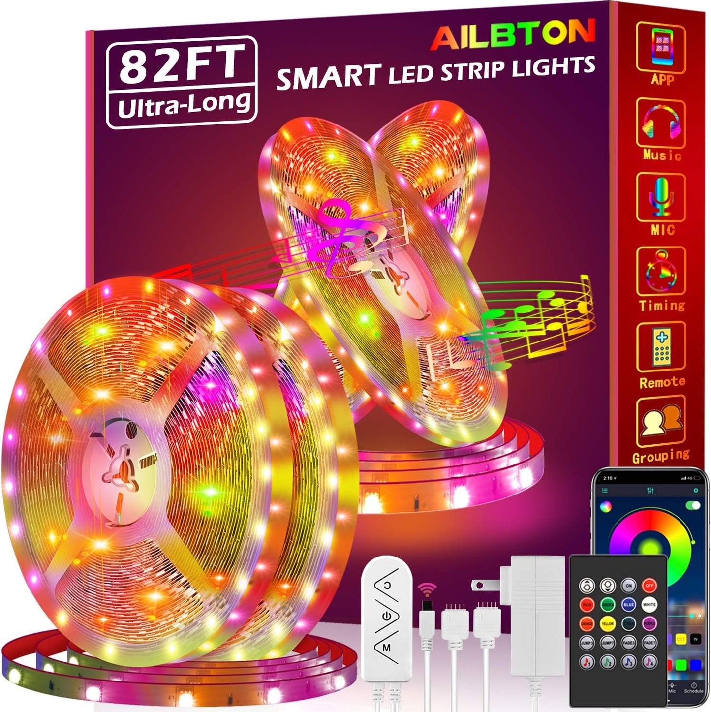 AILBTON 82ft LED Strip Lights with Music Sync and App Control