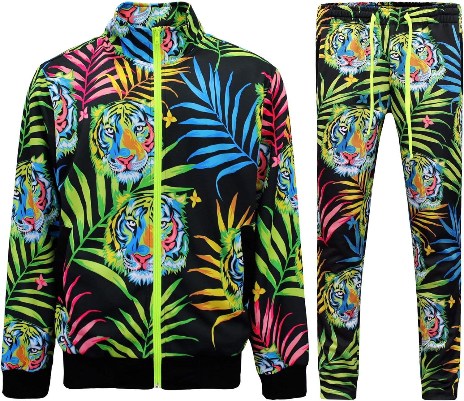G-Style USA Men's Tiger Pattern Tracksuit Sets for Active Wear