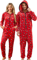 Plaid Hooded Onesie for Men - Ultra Soft Zippered Couples Pajamas