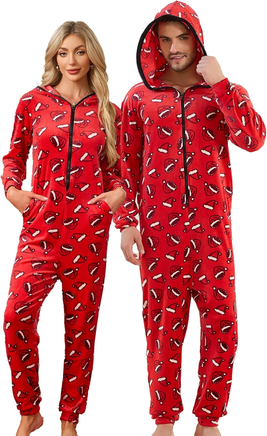 Ultra Soft Matching Pajamas for Couples - Cozy Hooded Onesies