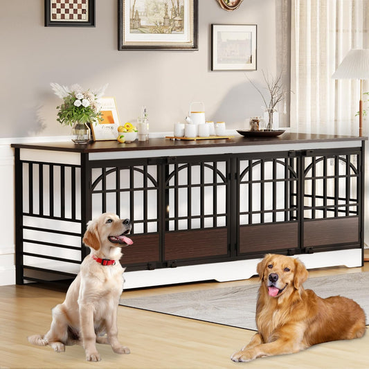 86 Inch Double Dog Crate Furniture for Large Dogs - Stylish and Sturdy