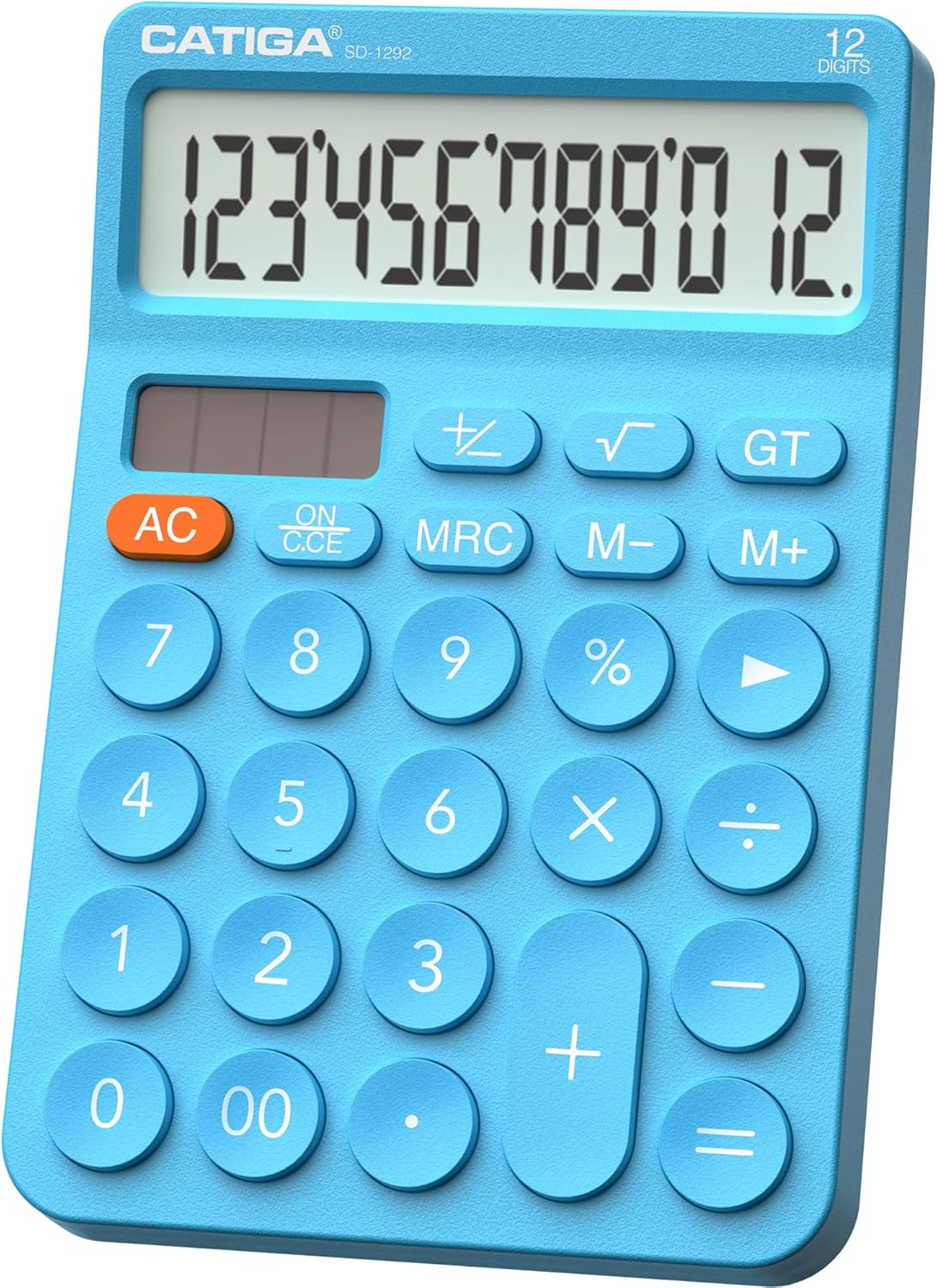 CATIGA 12-Digit Desktop Calculator - Large LCD, Solar/Battery Dual Power