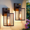Motion Sensor Outdoor Wall Lights 2 Pack - Dusk to Dawn Porch Sconces