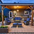 8 Piece Outdoor Patio Furniture Set with Fire Pit Table