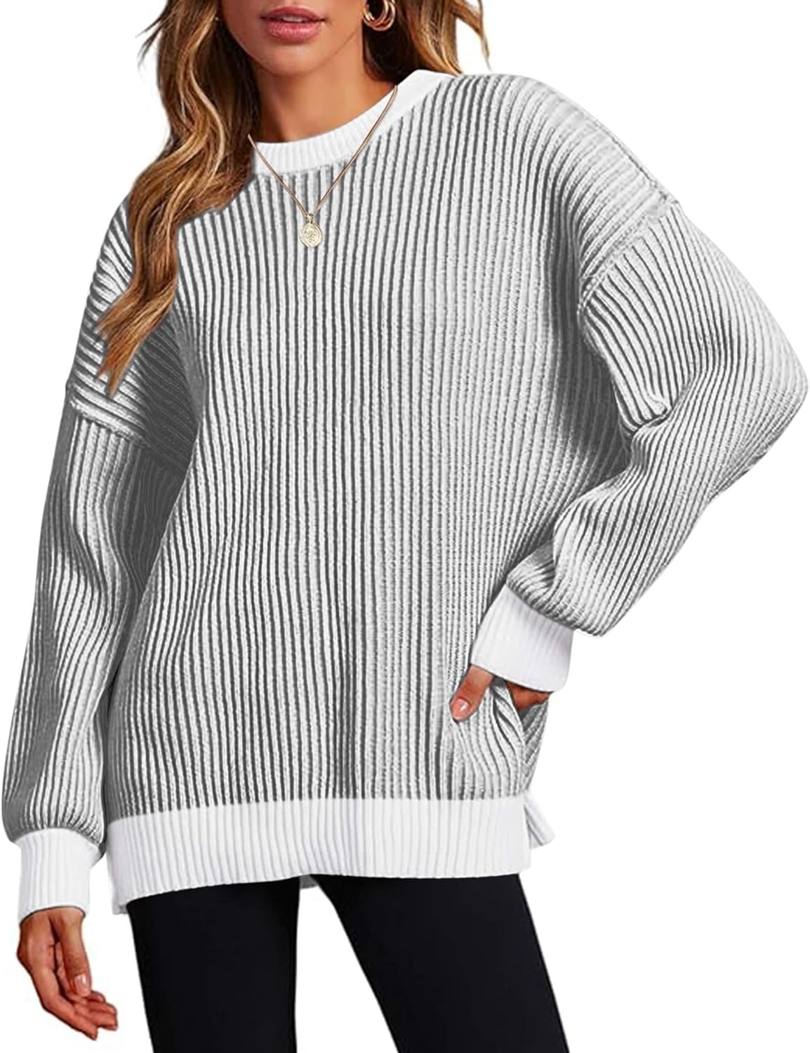 Zeagoo Women 2024 Winter Oversized Sweater Color Block Pullover