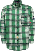 BOCOMAL FR Shirts for Men Printed Plaid Flame Resistant Work Shirt on