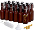 Nevlers 8.5 Oz Amber Swing Top Glass Bottles for Home Brewing